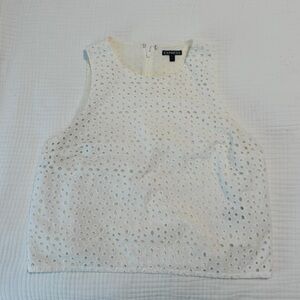 Express Women's Sleeveless White Eyelet Blouse